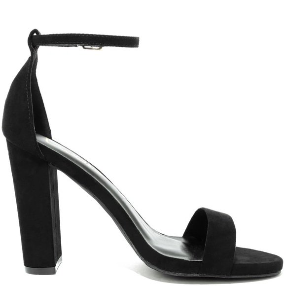 Lulu’s Black Suede Ankle Strap Heels - Picture 3 of 6